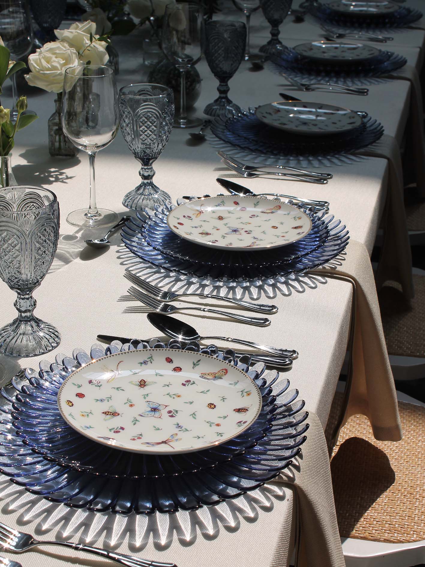 Plato base Margarita azul