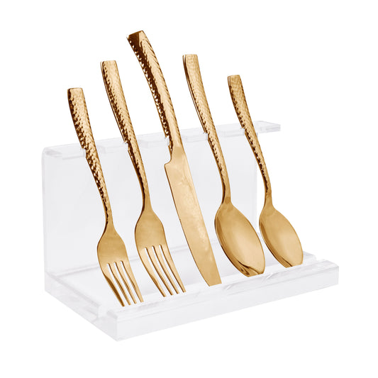 Set cuchillería martillada dorada