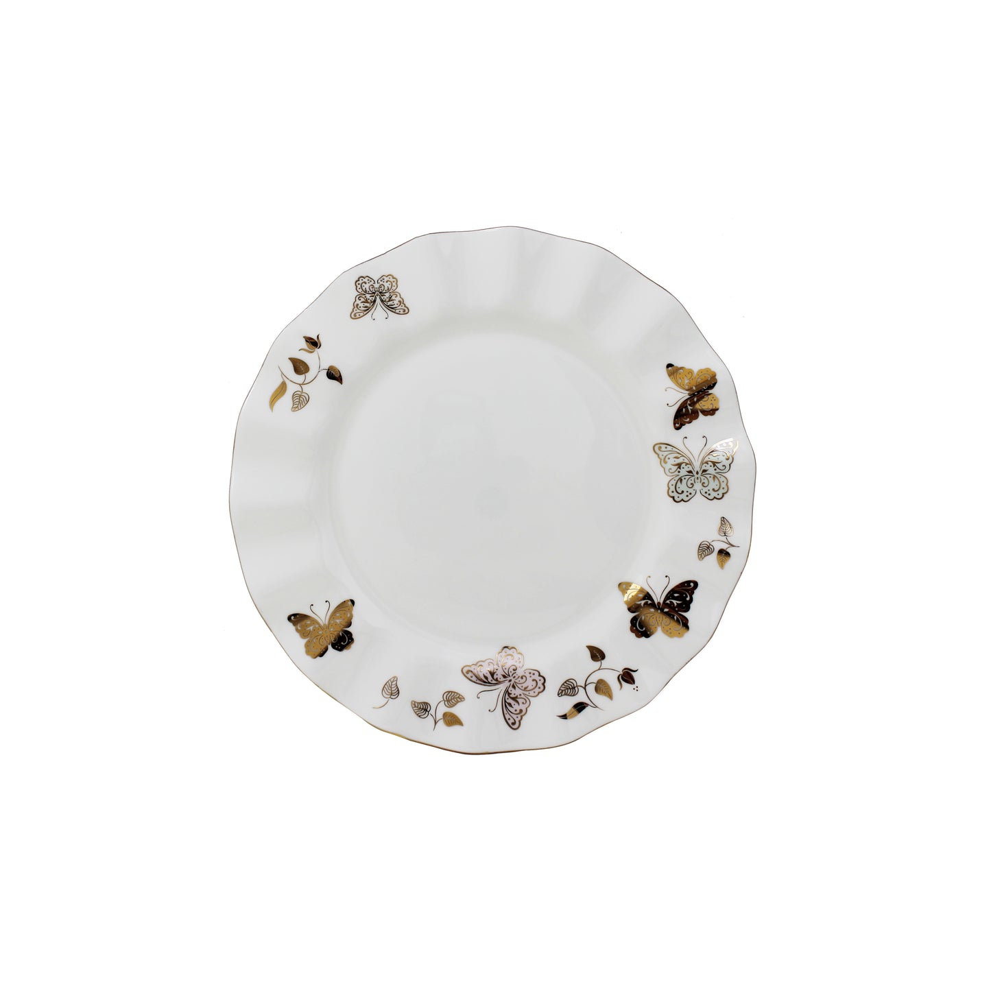 Plato postre mariposas oro