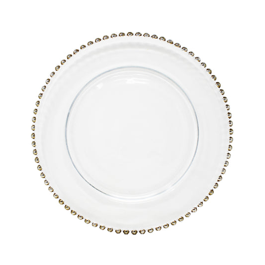 Plato base cristal perlita dorado