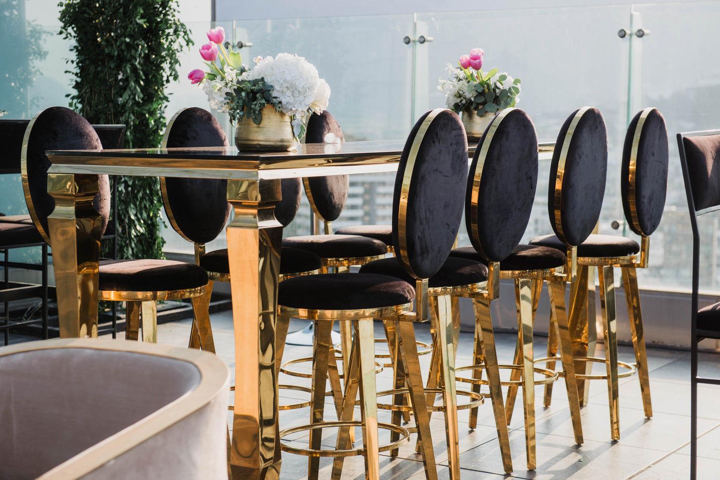 Mesa alta bar oro