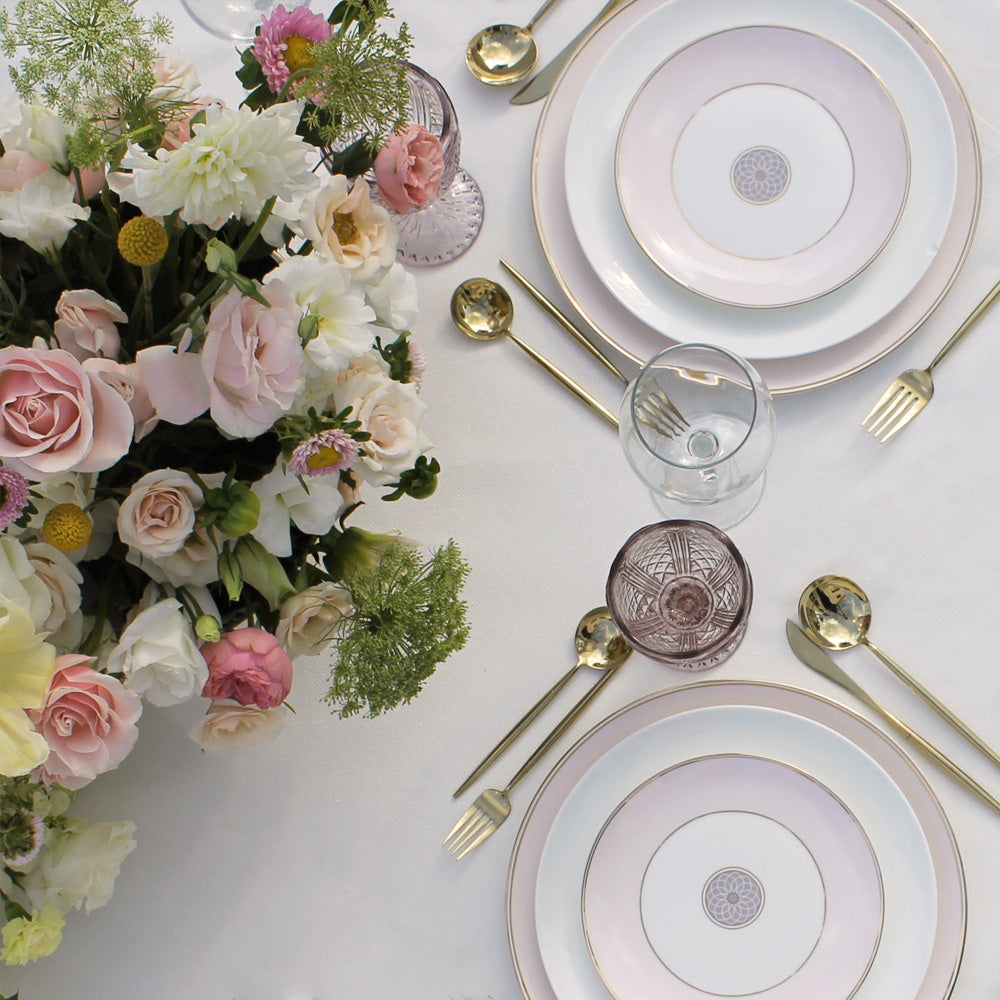 Plato postre flor de loto rosa