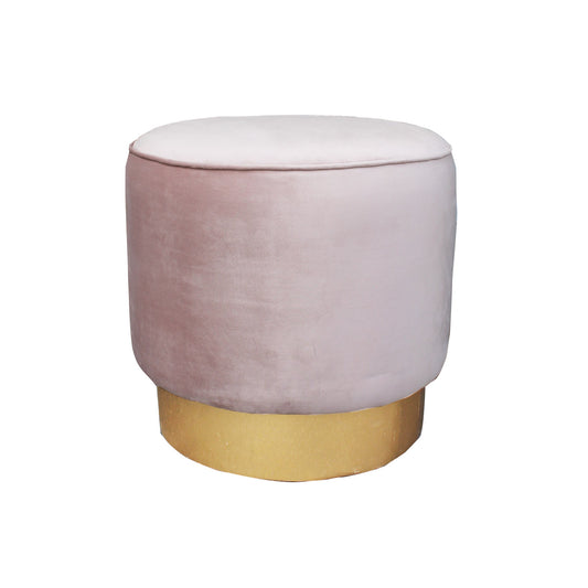 Taburete velvet redondo rosa palo