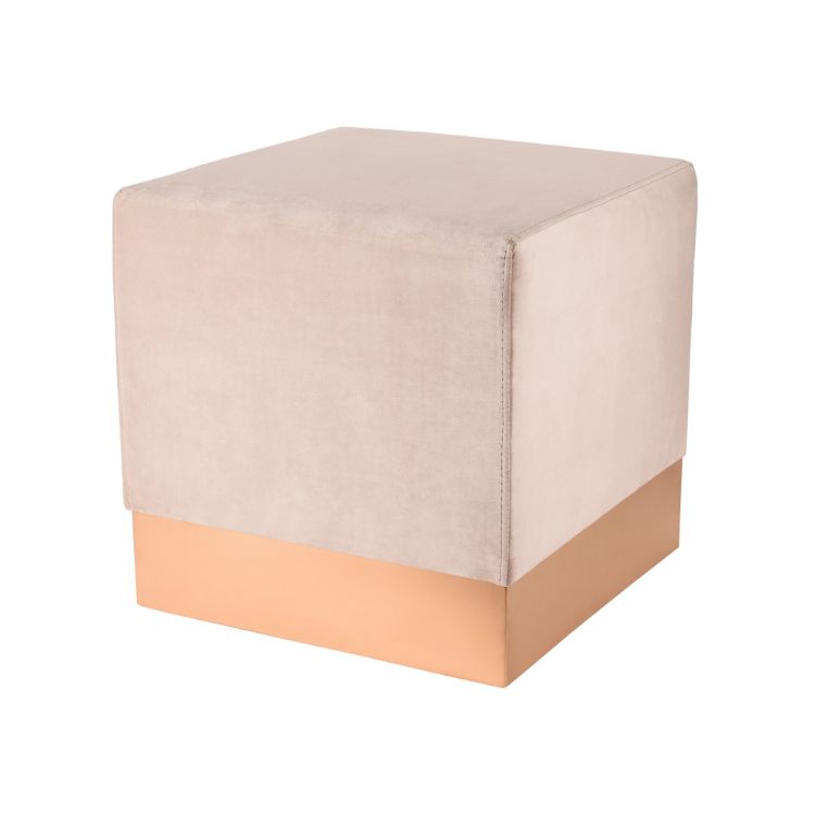 Taburete velvet cuadrado taupe