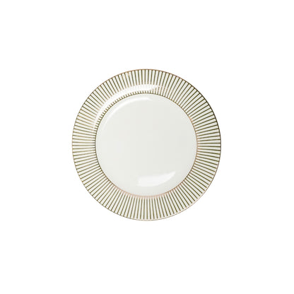 Plato postre rayitas oro