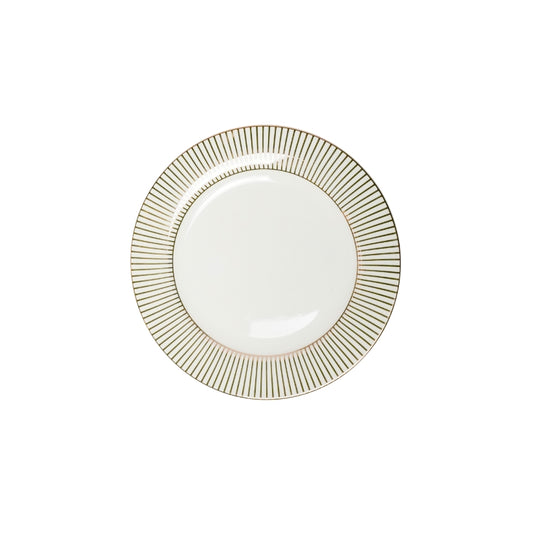 Plato postre rayitas oro