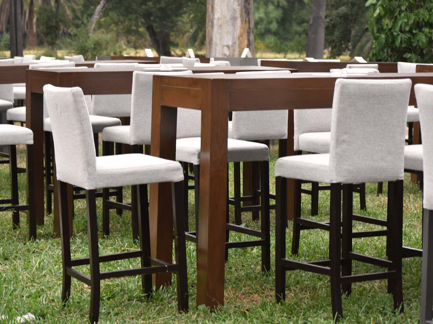 Banco bar deco beige c/nogal