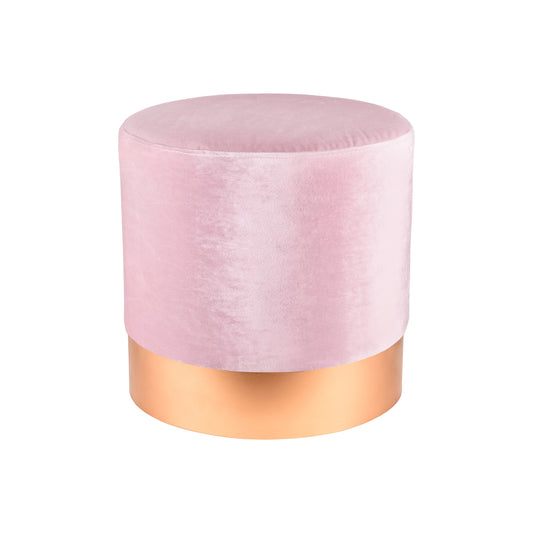 Taburete velvet redondo baby pink