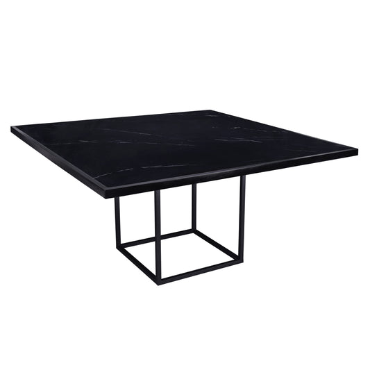 Mesa cubo herrería negro y cubierta marquina negra cuadrada