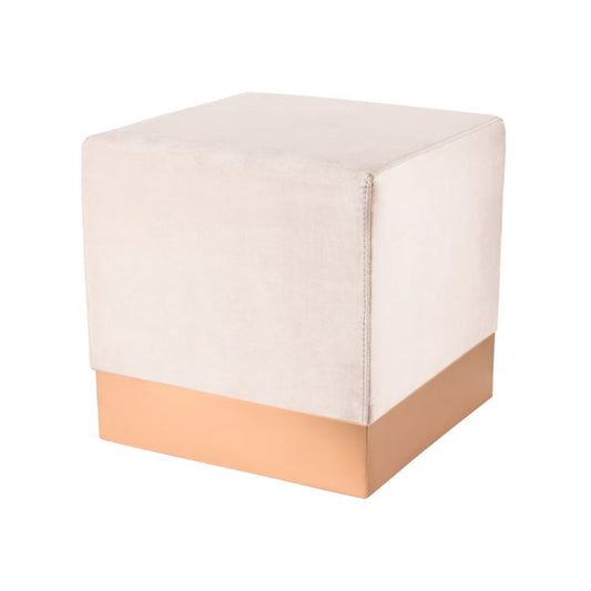 Taburete velvet cuadrado ivory